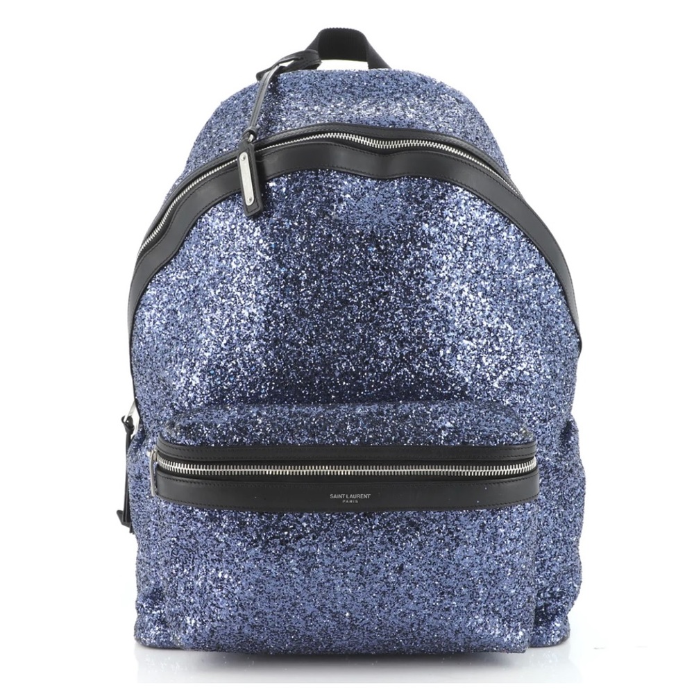Blue sparkly YSL backpack